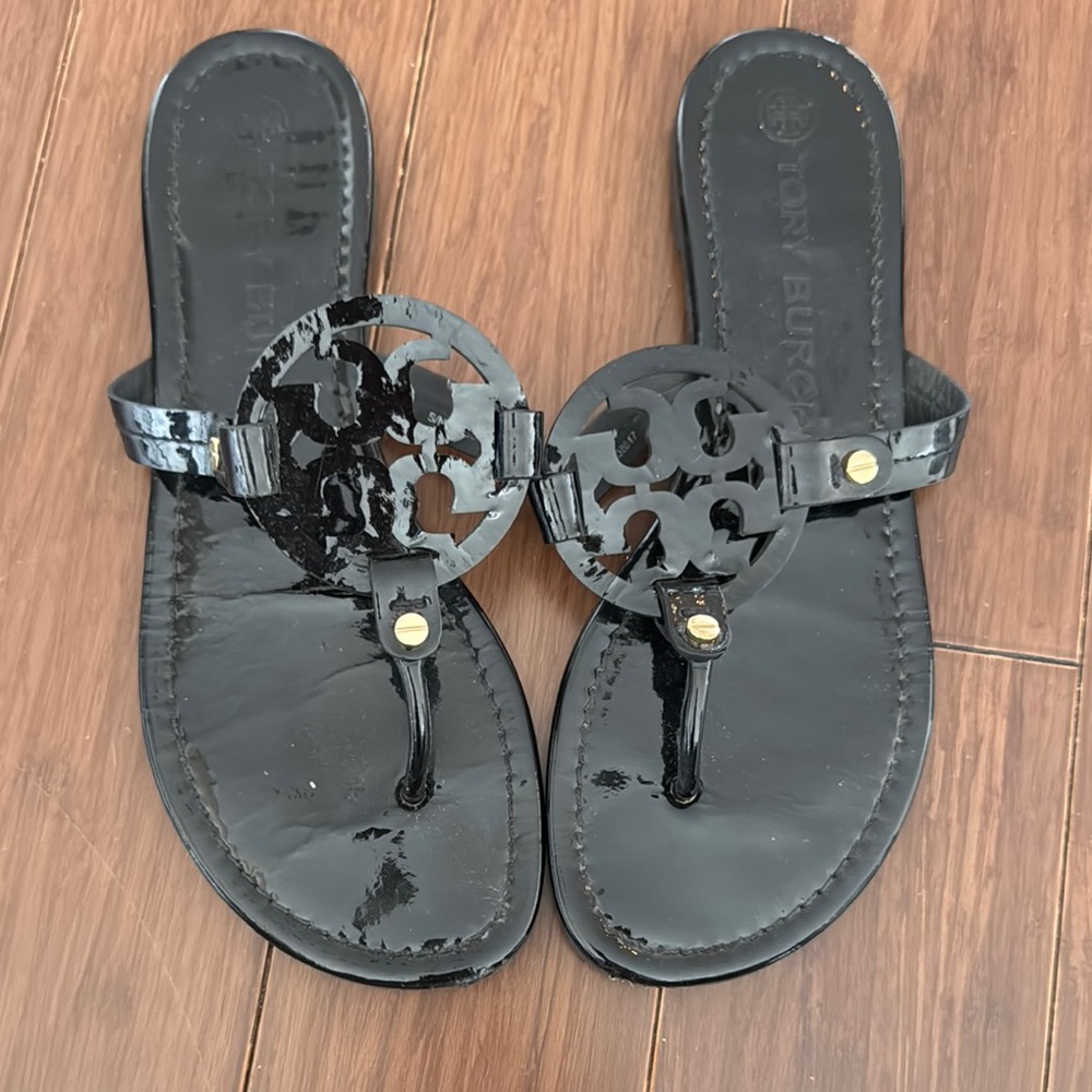 Tory Burch Black Patent Sandals